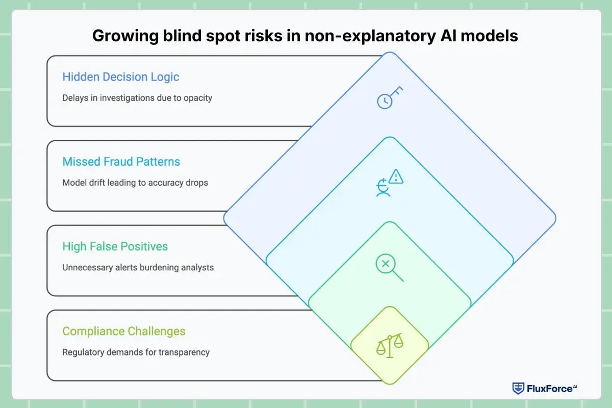 Growing blind spot risks in non-explanatory AI models