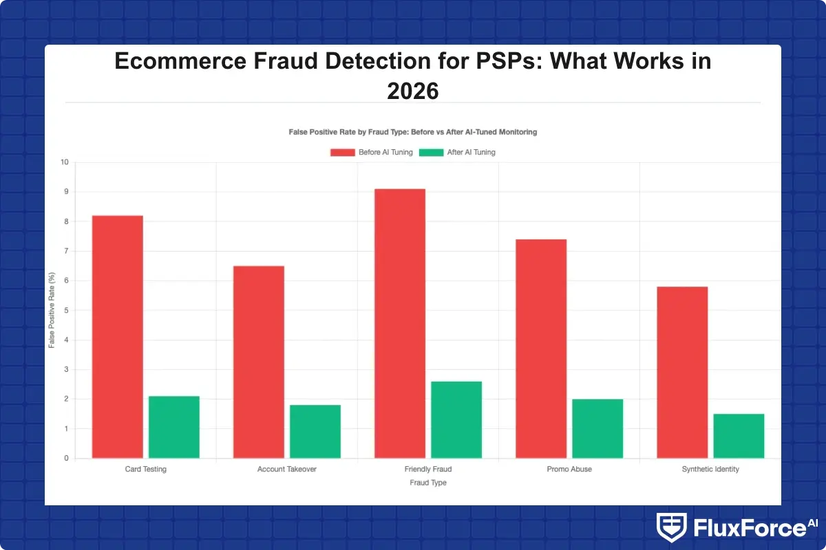False positive rate before and after AI-tuned transaction monitoring