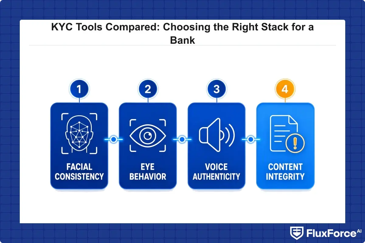 Checklist of deepfake detection signals for banking KYC review